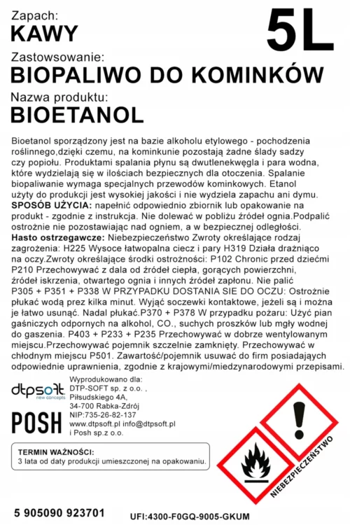 5L BIOPALIWO zapachowe BIOETANOL PŁYN paliwo do BIOKOMINKA kawa zapach kawy - obrazek 2